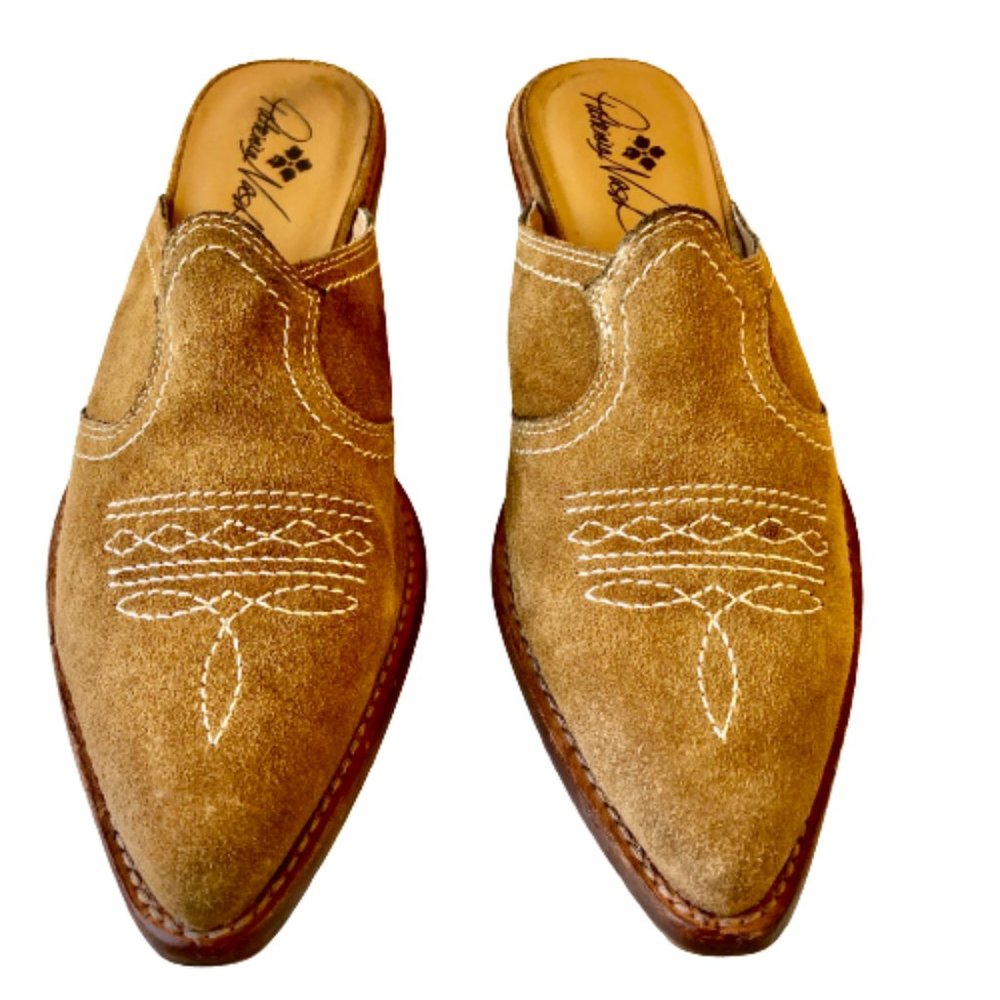 Patricia Nash Mustard Suede Mules with Low Heel - Picture 8 of 15